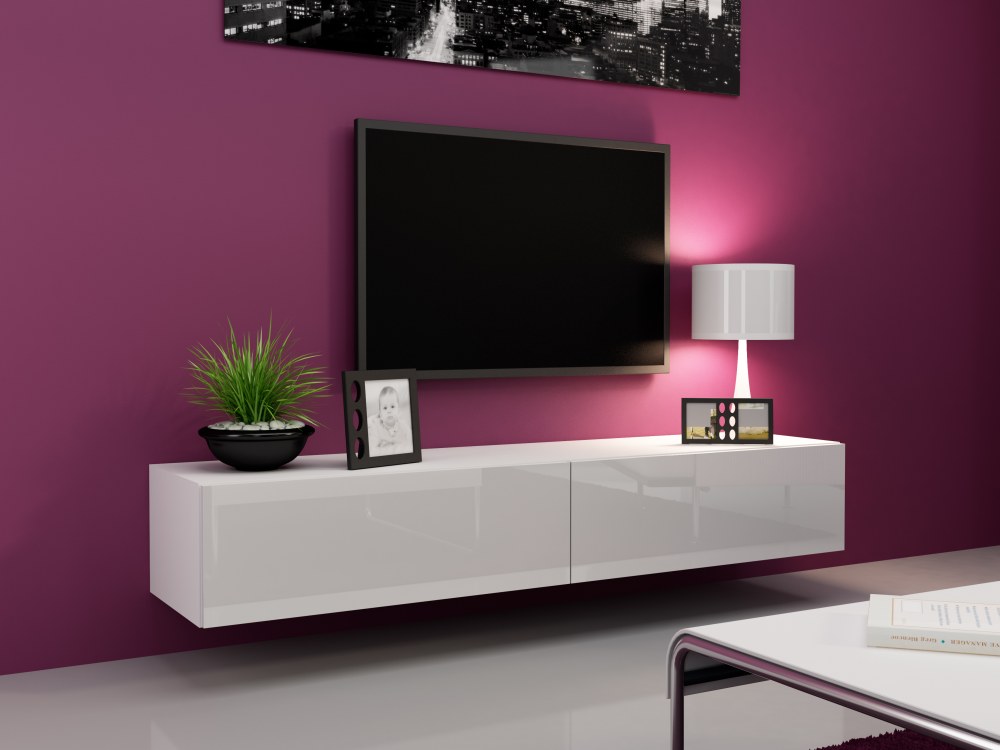 TV stolík Vigo (biela/biely lesk) 140cm
