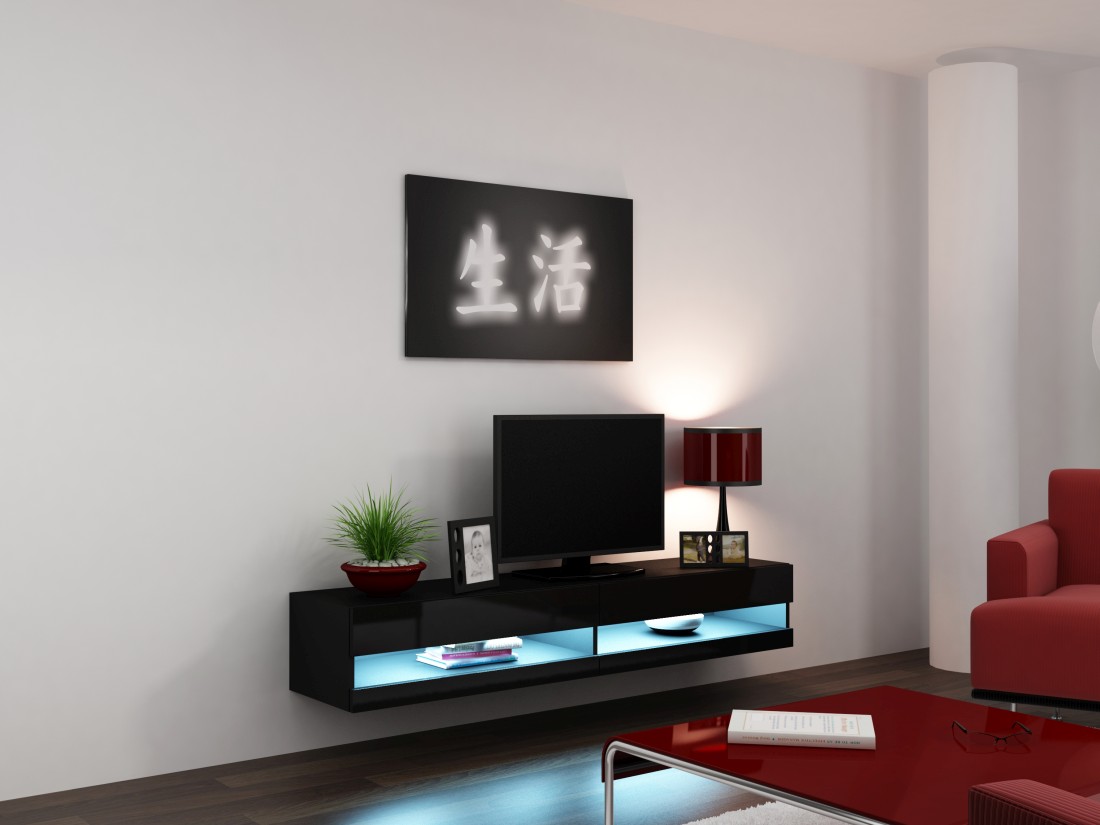 TV stolík VIGO NEW 140 (čierna/čierny lesk)